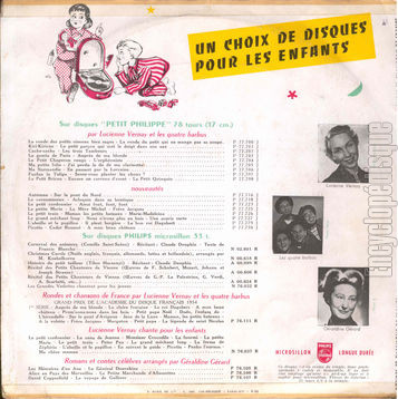 [Pochette de Rondes et chansons de France n 2 (Lucienne VERNAY et les QUATRE BARBUS) - verso]