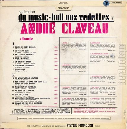 [Pochette de Du music-hall aux vedettes 2 (Andr CLAVEAU) - verso]