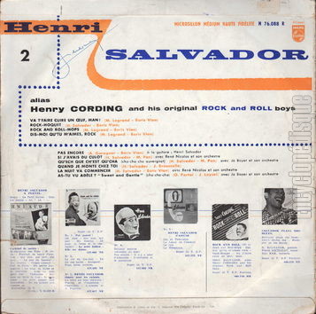 [Pochette de Henri Salvador alias Henry Cording and his original rock and roll boys (Henri SALVADOR) - verso]
