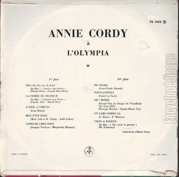 [Pochette de Le tour de chant d’Annie Cordy  l’Olympia (Annie CORDY) - verso]