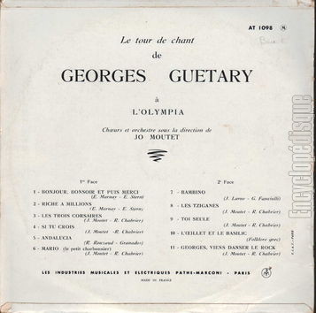 [Pochette de Le tour de chant de Georges Gutary  l’Olympia (Georges GUTARY) - verso]