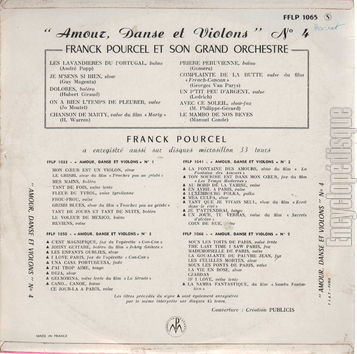 [Pochette de Amour, danse et violons n 4 (Franck POURCEL) - verso]
