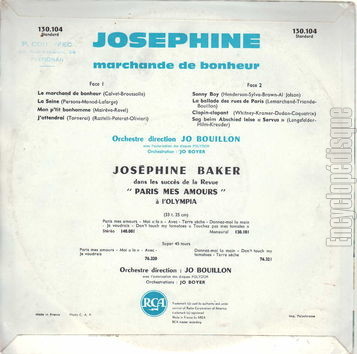 [Pochette de Josphine, marchande de bonheur (Josphine BAKER) - verso]
