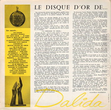 [Pochette de Le disque d’or de Dalida (DALIDA) - verso]