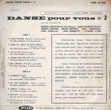 [Pochette de Danse pour vous n° 2 (COMPILATION) - verso]