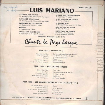 [Pochette de Luis Mariano chante le Pays Basque (Luis MARIANO) - verso]