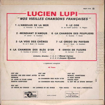 [Pochette de Nos vieilles chansons franaises (Lucien LUPI) - verso]