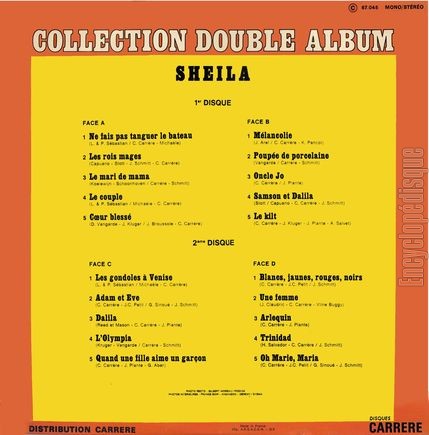 [Pochette de Collection double album vol. 1 (SHEILA) - verso]
