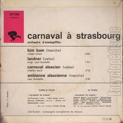 [Pochette de Carnaval  Strasbourg (Orchestre D’WIEDEPFIFFER) - verso]