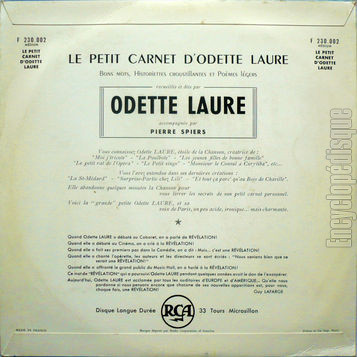[Pochette de Le petit carnet d’Odette Laure (Odette LAURE) - verso]