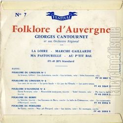 [Pochette de Folklore d’Auvergne n 7 (Georges CANTOURNET) - verso]