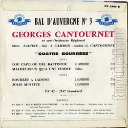 [Pochette de Quatre bourres - Bal d’Auvergne n 3 - (Georges CANTOURNET) - verso]