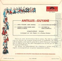 [Pochette de La fdration des groupes folkloriques des provinces franaises - Antilles - Guyane (DOCUMENT) - verso]