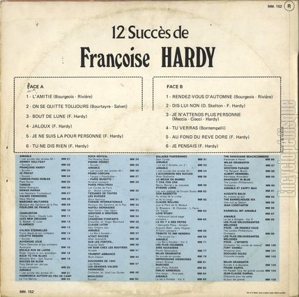 [Pochette de 12 succs de Franoise Hardy (Franoise HARDY) - verso]