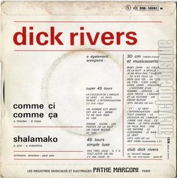 [Pochette de Comme ci comme a / Shalamako (Dick RIVERS) - verso]