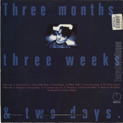 [Pochette de Three months, three weeks & two days (Bill PRITCHARD) - verso]