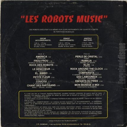 [Pochette de Les robots music - ils jouent sur des instruments authentiques - (Les ROBOTS MUSIC) - verso]