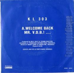 [Pochette de Welcome back Mr V.D.B. (K L 303) - verso]