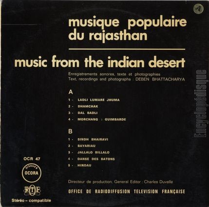 [Pochette de Inde - Musique populaire du Rajasthan (DOCUMENT) - verso]