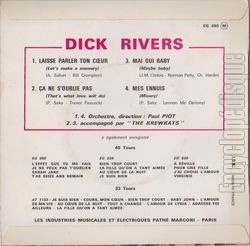 [Pochette de Laisse parler ton cœur (Dick RIVERS) - verso]