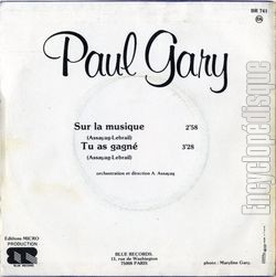 [Pochette de Sur la musique (Paul GARY) - verso]