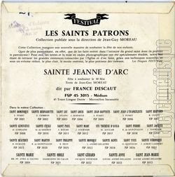 [Pochette de Les saints patrons : Sainte Jeanne D’Arc (Les SAINTS PATRONS) - verso]