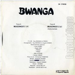 [Pochette de Mugongo (BWANGA) - verso]