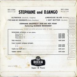 [Pochette de Stephane and Django (Django REINHARDT et Stphane GRAPELLY) - verso]
