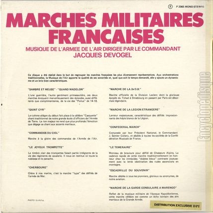 [Pochette de Marches militaires franaises (MUSIQUE MILITAIRE) - verso]