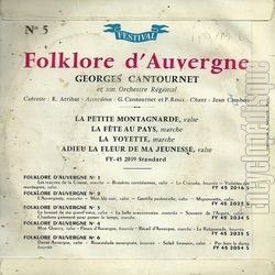 [Pochette de Folklore d’Auvergne n5 (Georges CANTOURNET) - verso]