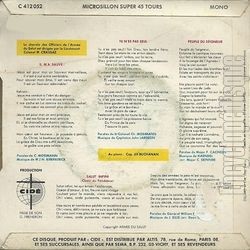 [Pochette de Chorale des officiers de l’Arme du Salut  Centenaire 1865-1965  (COMPILATION) - verso]