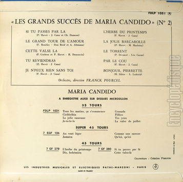 [Pochette de Les grands succs de Maria Candido (n 2) (Maria CANDIDO) - verso]