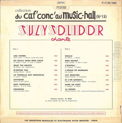 [Pochette de Du caf’conc’ au music-hall n 18 (Suzy SOLIDOR) - verso]