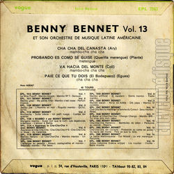 [Pochette de Cha cha del canasta - vol. 13 (Benny BENNET et son orchestre de musique latine amricaine) - verso]