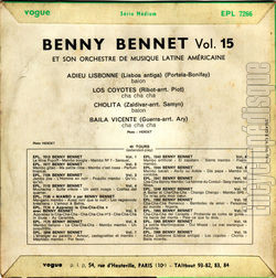 [Pochette de Adieu Lisbonne - vol. 15 (Benny BENNET et son orchestre de musique latine amricaine) - verso]