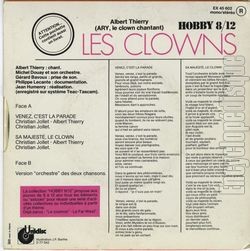 [Pochette de Les clowns (Hobby 8/12) (Albert THIERRY - ARY le clown chantant -) - verso]