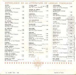 [Pochette de Anthologie de la littrature de langue franaise : La Fontaine (DICTION) - verso]