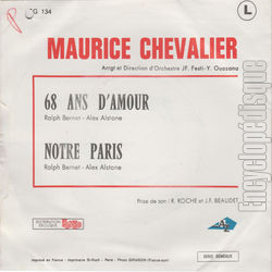 [Pochette de 68 ans d’amour (Maurice CHEVALIER) - verso]