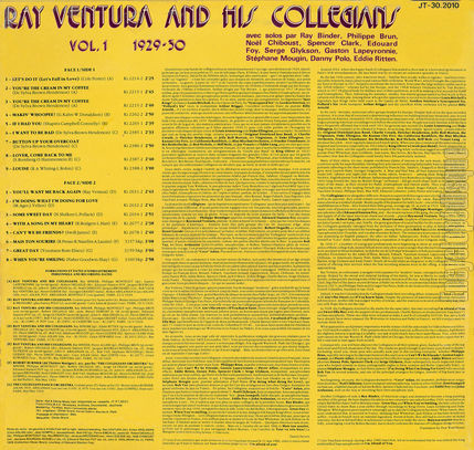 [Pochette de Vol. 1 1929-30 (Ray VENTURA and his collegians) - verso]