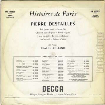 [Pochette de Histoires de Paris (Pierre DESTAILLES) - verso]