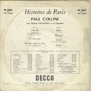 [Pochette de Histoires de Paris (Paul COLLINE) - verso]