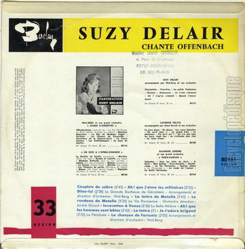 [Pochette de Suzy Delair chante Offenbach (Suzy DELAIR) - verso]