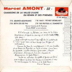 [Pochette de Chansons de la valle d’Aspe, du barn et des Pyrnes (Marcel AMONT) - verso]