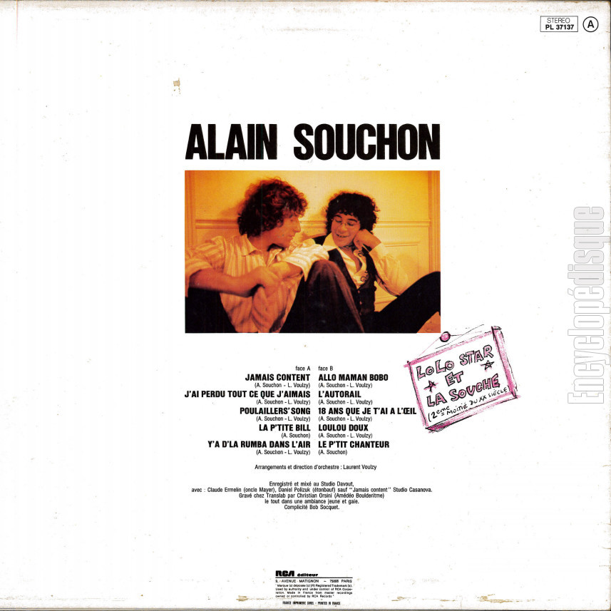 Jamais content - Alain SOUCHON (verso)