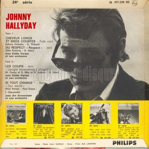 Cheveux longs et id�es courtes - 24�me s�rie - Johnny HALLYDAY (verso)