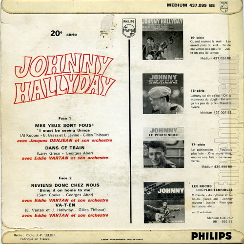 Mes yeux sont fous - Johnny HALLYDAY (verso)