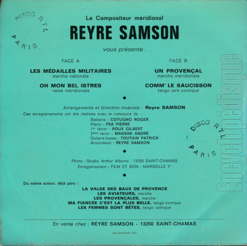Les m�dailles militaires - Samson REYRE (verso)