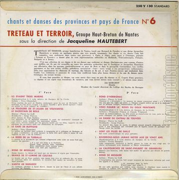 [Pochette de N 6 - Trteau et terroir (CHANTS ET DANSES DES PROVINCES ET PAYS DE FRANCE) - verso]