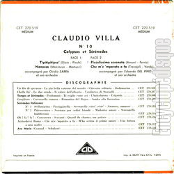 [Pochette de Calypsos et srnades - n10 (Claudio VILLA) - verso]