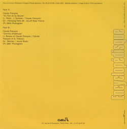 [Pochette de Du pain et du beurre (Claude FRANOIS) - verso]